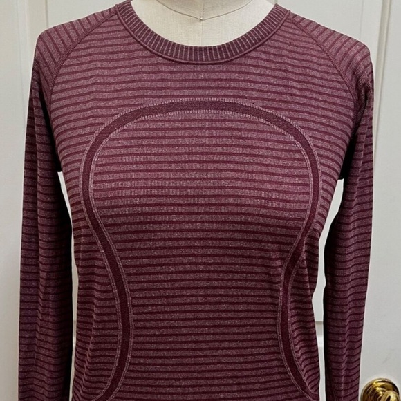 NWOT Lululemon Swiftly Tech Long Sleeve Crew Heathered Bordeaux Color Size 6 - Picture 2 of 12